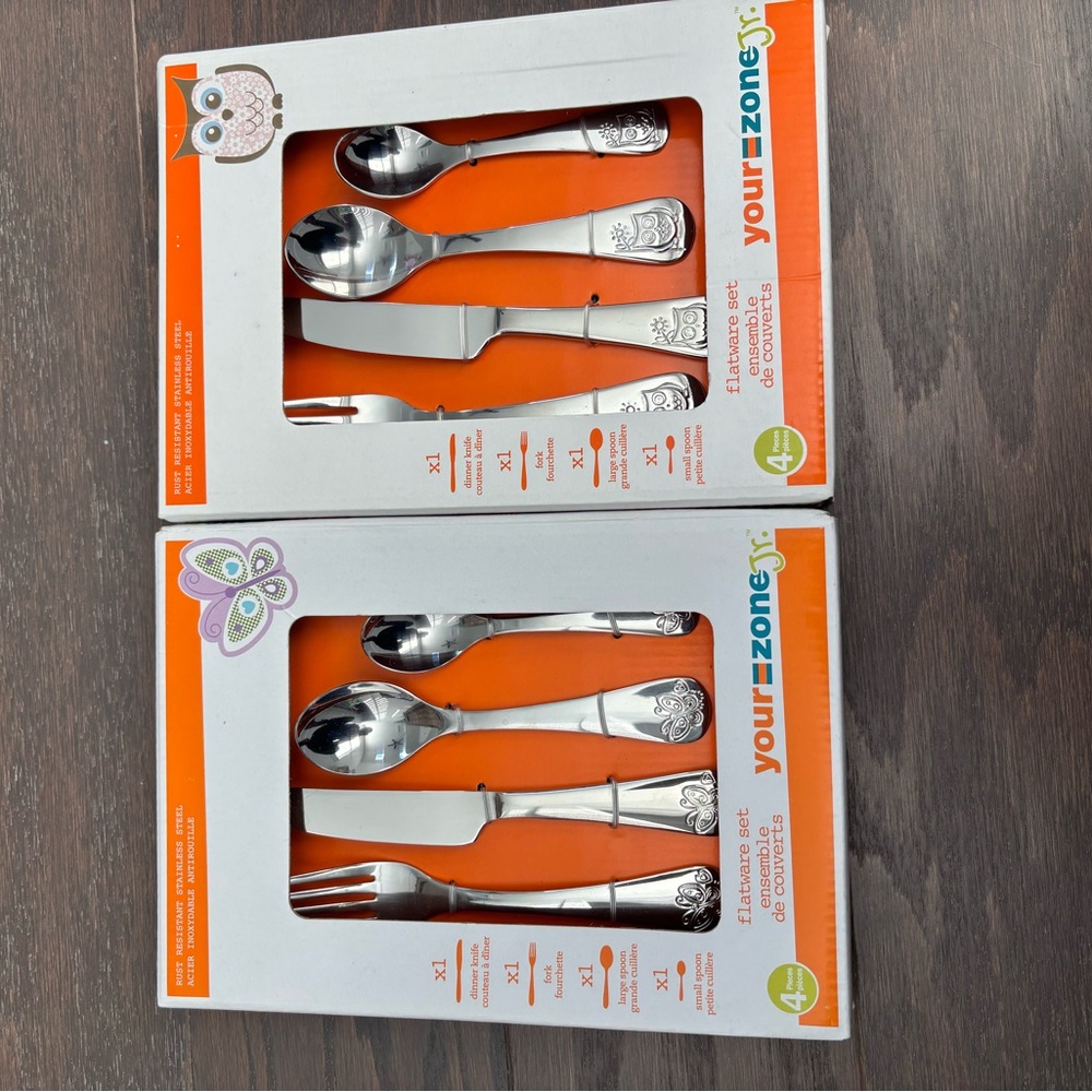 New - Stainless Steel Silver Ware / Flatware Sets Butterfly and Owl Design